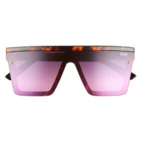 Quay Hindsight tortoise pink shield sunglasses